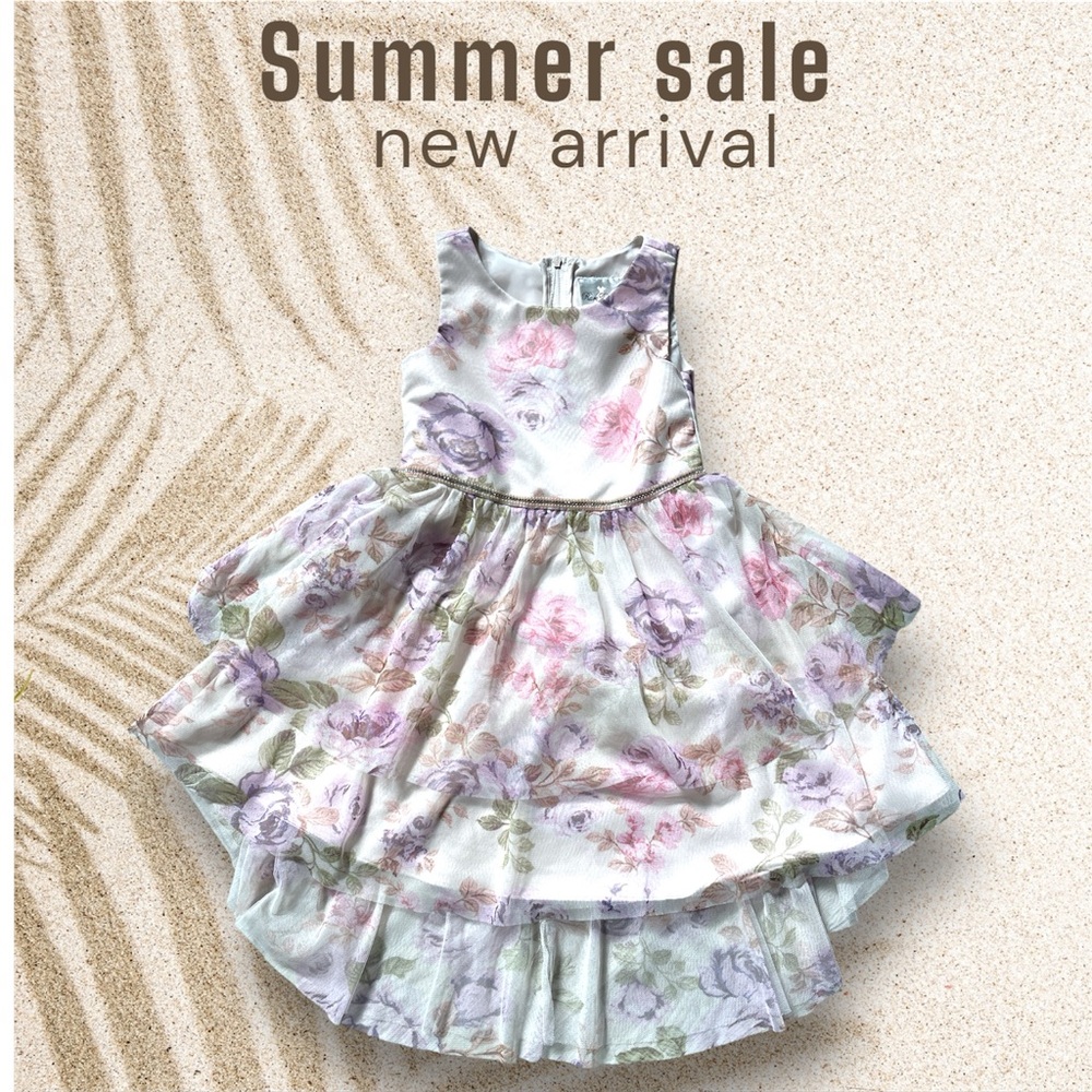 Floral Kids Dress - Purple and White